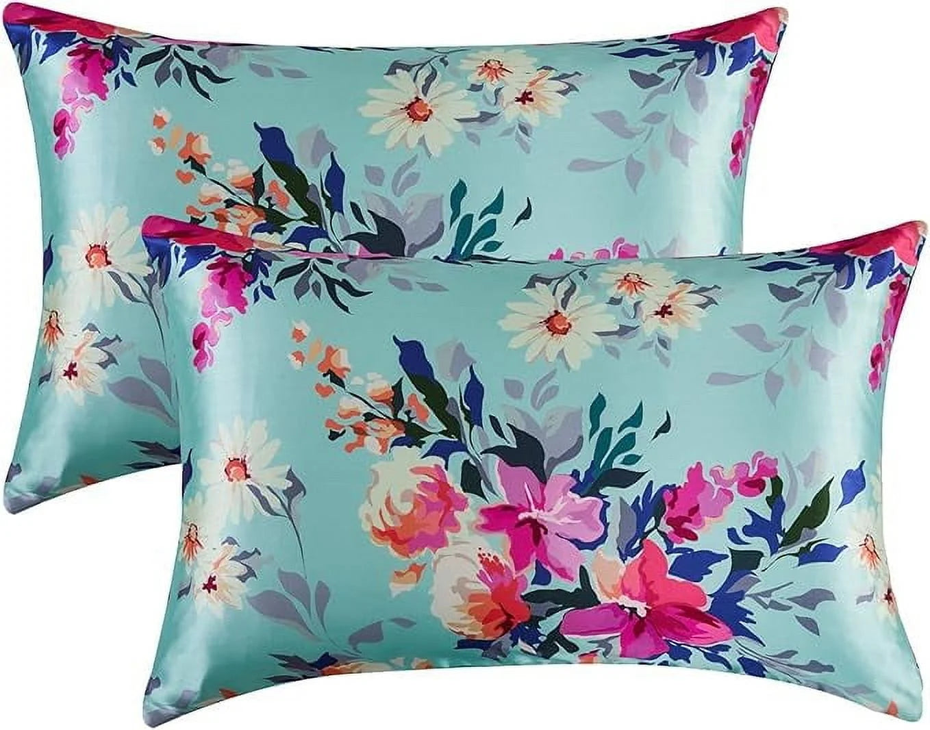 Satin Pillow Case, 2 Pack Satin Queen Silk Pillowcase for Hair and Skin, 20X30, Black