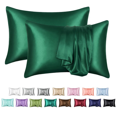 Satin Pillow Case, 2 Pack Satin Queen Silk Pillowcase for Hair and Skin, 20X30, Black