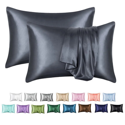 Satin Pillow Case, 2 Pack Satin Queen Silk Pillowcase for Hair and Skin, 20X30, Black