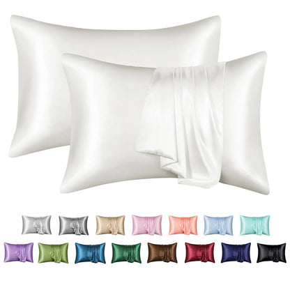 Satin Pillow Case, 2 Pack Satin Queen Silk Pillowcase for Hair and Skin, 20X30, Black
